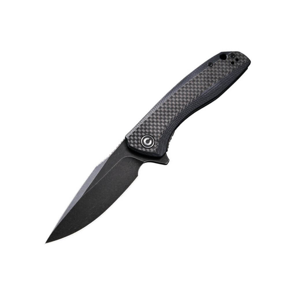 Civivi Baklash Flipper Knife Black G10 with Carbon Fiber Overlay Handle