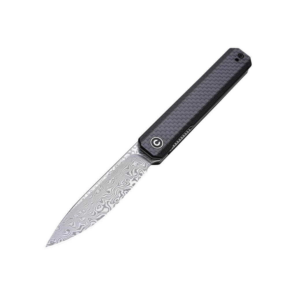 Civivi Exarch Front Flipper Knife Black G10 Handle Damascus