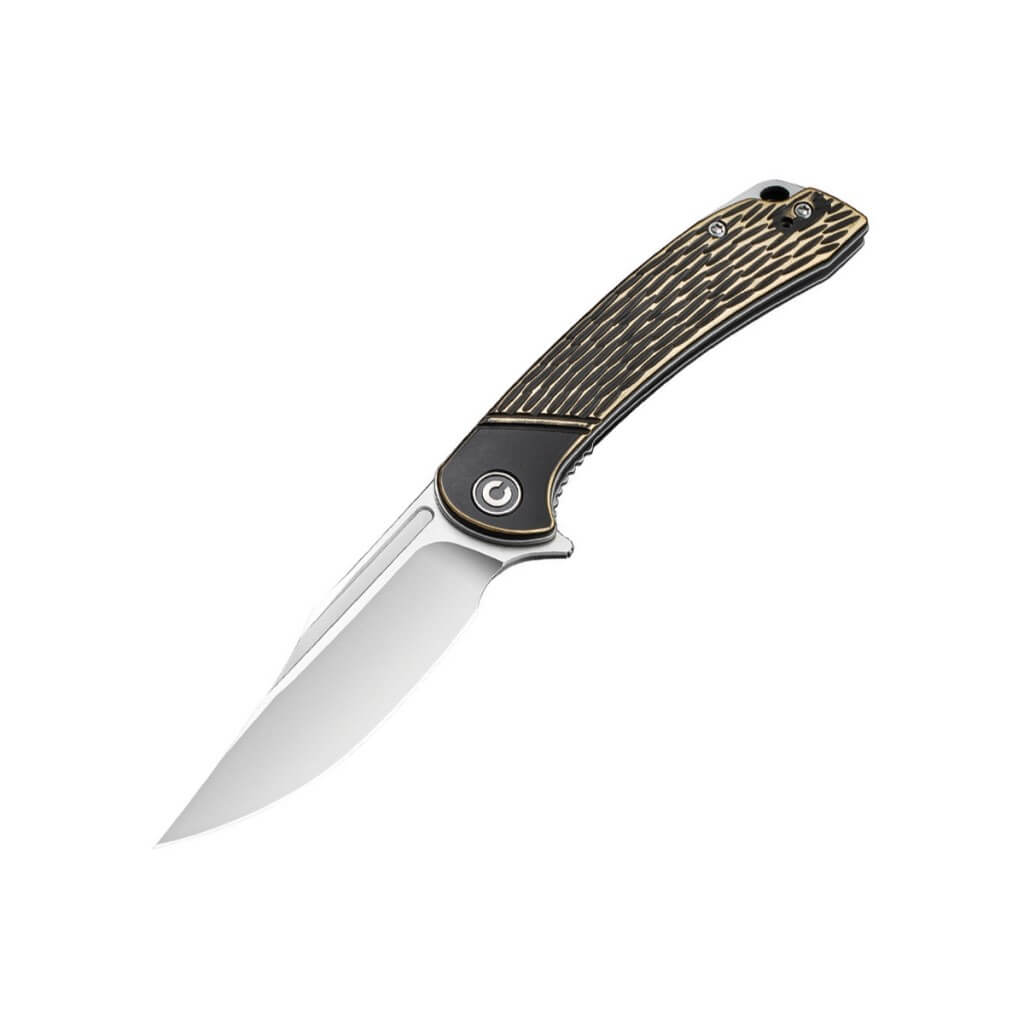 Civivi Dogma Flipper Knife Black Polished Brass Handle