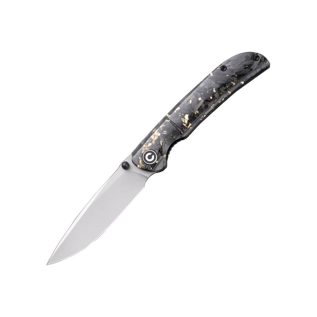 Civivi Imperium Front Flipper / Golden Shred In Clear Resin Contoured Handle