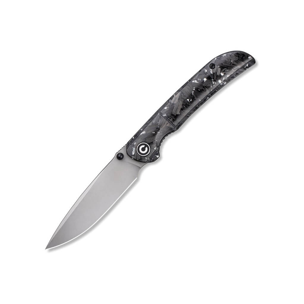 Civivi Imperium Front Flipper /Silvery Shred In Clear Resin Contoured Handle