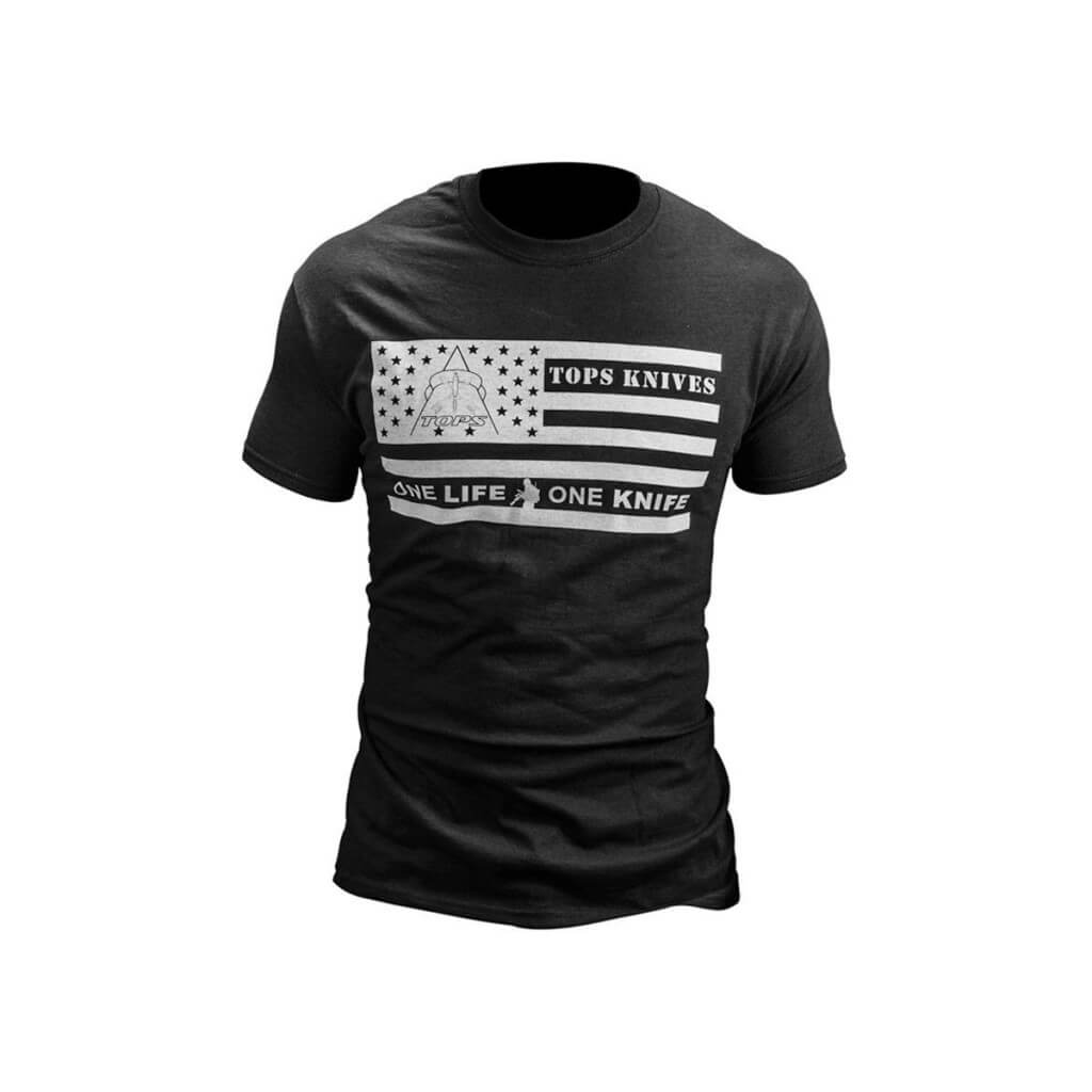 TOPS T-Shirt Flag Logo Black